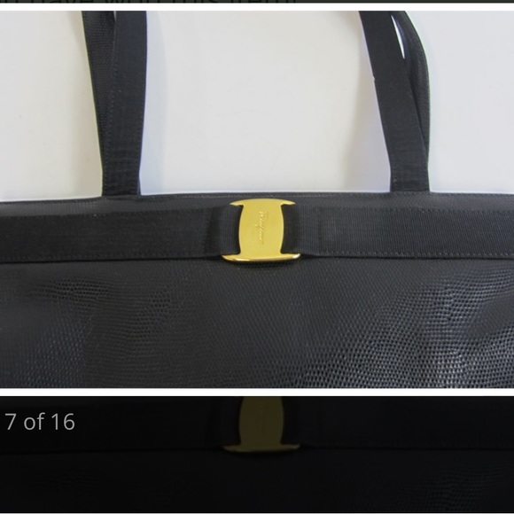 Salvatore Ferragamo Lizard Embossed Vara Shopper Bag - Picture 8 of 14